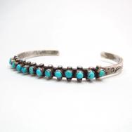 Zuni 13 TQ Row Cuff Bracelet w/Silverballs  c.1940