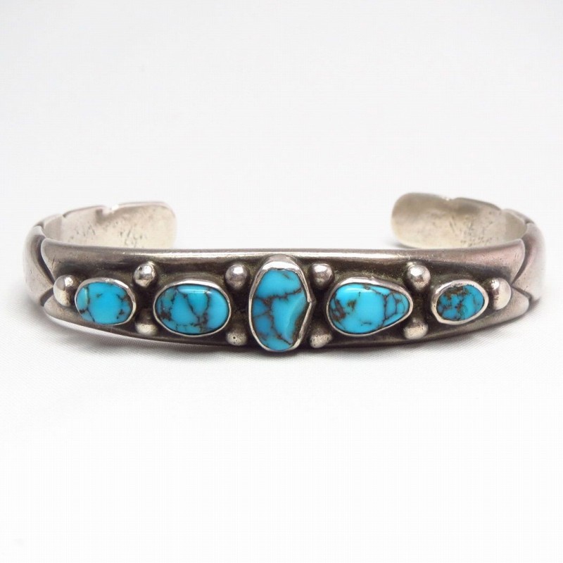 Vintage Navajo Godber Turquoise Row Cuff Bracelet  c.1950