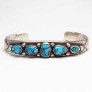 Vintage Navajo Godber Turquoise Row Cuff Bracelet  c.1950