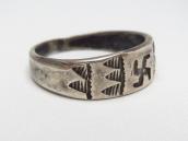 Antique Navajo 卍 Stamped Ingot Silver Men's Ring  c.1915～