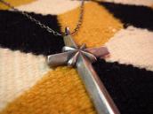 Vintage Navajo Casted Silver Filed Cross Fob Necklace c.1950