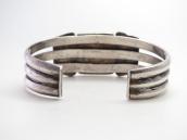 Vtg Navajo Stamped & Filed Cuff w/Sq. Gem Turquoise  c.1950～