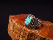 Antique Navajo 卍 Stamped Silver Ring w/Sq. Turquoise  c.1930