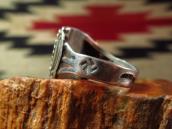 Antique Navajo 卍 Stamped Silver Ring w/Sq. Turquoise  c.1930