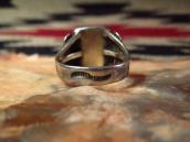 Antique Navajo 卍 Stamped Silver Ring w/Sq. Turquoise  c.1930