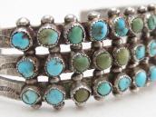 Vintage Zuni 3 Row Petit Point Turquois Cuff Bracelet c.1940