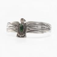 Atq Navajo T-bird Shape Snakes Stamped Silver Cuff c.1930～