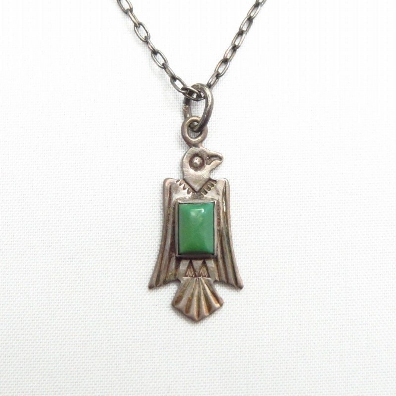Antique Stamped Thunderbird Shape Small Fob Necklace c.1940～