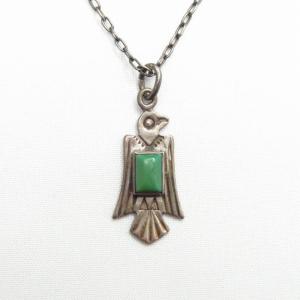 Antique Stamped Thunderbird Shape Small Fob Necklace c.1940～