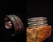 Antique Filed & Chiseled Ingot Silver Cuff Bracelet  c.1900～