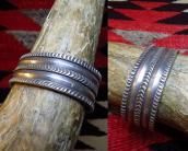 Antique Filed & Chiseled Ingot Silver Cuff Bracelet  c.1900～