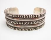 Antique Filed & Chiseled Ingot Silver Cuff Bracelet  c.1900～