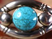 Vtg Double Half-Round Wires Cuff w/Gem Turquoise  c.1955～