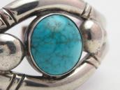 Vtg Double Half-Round Wires Cuff w/Gem Turquoise  c.1955～