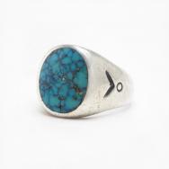 Vtg Navajo Casted Seal Ring w/Gem Morenci Turquoise c.1960～