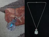 Atq Kewa/Navajo Stamped Owl Top w/Turquoise Necklace c.1930～