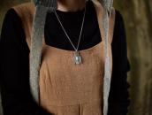 Atq Kewa/Navajo Stamped Owl Top w/Turquoise Necklace c.1930～