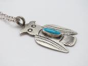 Atq Kewa/Navajo Stamped Owl Top w/Turquoise Necklace c.1930～