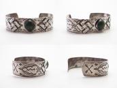 【Arrow Novelty】 Atq 卍 Applique Coin Silver Cuff w/TQ  c.1930