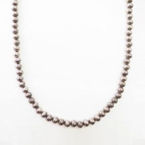 Vtg "Navajo Pearl" Good Weight Silver Bead Necklace  c.1940～
