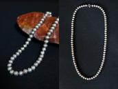 Vtg "Navajo Pearl" Good Weight Silver Bead Necklace  c.1940～