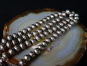 Vtg "Navajo Pearl" Good Weight Silver Bead Necklace  c.1940～