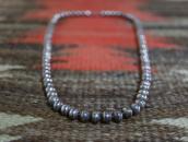 Vtg "Navajo Pearl" Good Weight Silver Bead Necklace  c.1940～