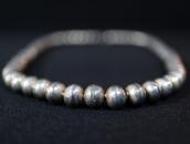 Vtg "Navajo Pearl" Good Weight Silver Bead Necklace  c.1940～