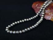 Vtg "Navajo Pearl" Good Weight Silver Bead Necklace  c.1940～