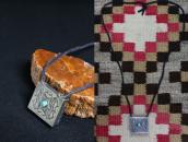 Antique Navajo Stamped Silver Pill Box Top Necklace  c.1930～