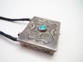 Antique Navajo Stamped Silver Pill Box Top Necklace  c.1930～