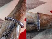Vintage Navajo Stamped & Filed Half-Round Wire Cuff  c.1950～