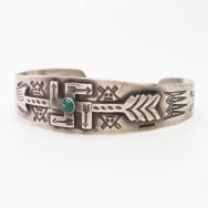 Antique 卍 Arrow  Applique & Stamed Silver Cuff w/TQ  c.1930