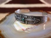 Antique 卍 Arrow  Applique & Stamed Silver Cuff w/TQ  c.1930