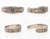 Antique 卍 Arrow  Applique & Stamed Silver Cuff w/TQ  c.1930