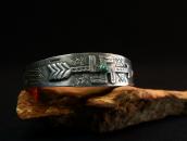 Antique 卍 Arrow  Applique & Stamed Silver Cuff w/TQ  c.1930