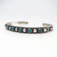 Antique Dots & Turquoise Row Narrow Cuff Bracelet  c.1930～