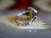 Atq "Navajo Pearl" Face Snakes Stamped Silver Ring  c.1930～