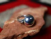 Atq "Navajo Pearl" Face Snakes Stamped Silver Ring  c.1930～