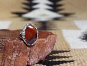 Vtg Navajo Split Shank Ring w/Rainbow PetrifiedWood  c.1960～