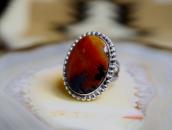 Vtg Navajo Split Shank Ring w/Rainbow PetrifiedWood  c.1960～