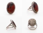 Vtg Navajo Split Shank Ring w/Rainbow PetrifiedWood  c.1960～