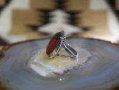 Vtg Navajo Split Shank Ring w/Rainbow PetrifiedWood  c.1960～