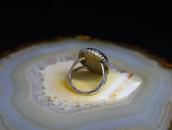 Vtg Navajo Split Shank Ring w/Rainbow PetrifiedWood  c.1960～