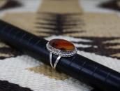 Vtg Navajo Split Shank Ring w/Rainbow PetrifiedWood  c.1960～