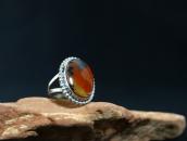 Vtg Navajo Split Shank Ring w/Rainbow PetrifiedWood  c.1960～