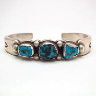 Vintage Stamped Heavy Silver Cuff w/3TQ  c.1950