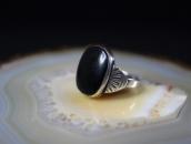 Vintage Navajo Worn Silver Ring w/Black Onyx  c.1950～