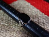 Vintage Navajo Worn Silver Ring w/Black Onyx  c.1950～