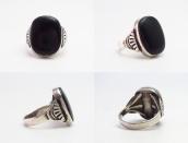 Vintage Navajo Worn Silver Ring w/Black Onyx  c.1950～
